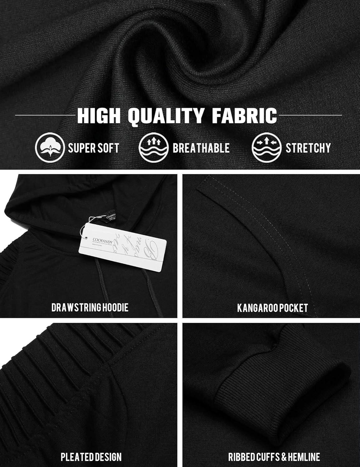 imageCOOFANDY Mens Hoodie Sweatshirts Casual Drawstring Hoodies Fashion Hooded Collar Athletic Pullover with PocketBlack