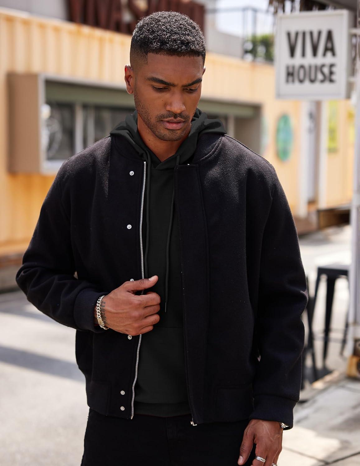 imageCOOFANDY Mens Hoodie Sweatshirts Casual Drawstring Hoodies Fashion Hooded Collar Athletic Pullover with PocketBlack