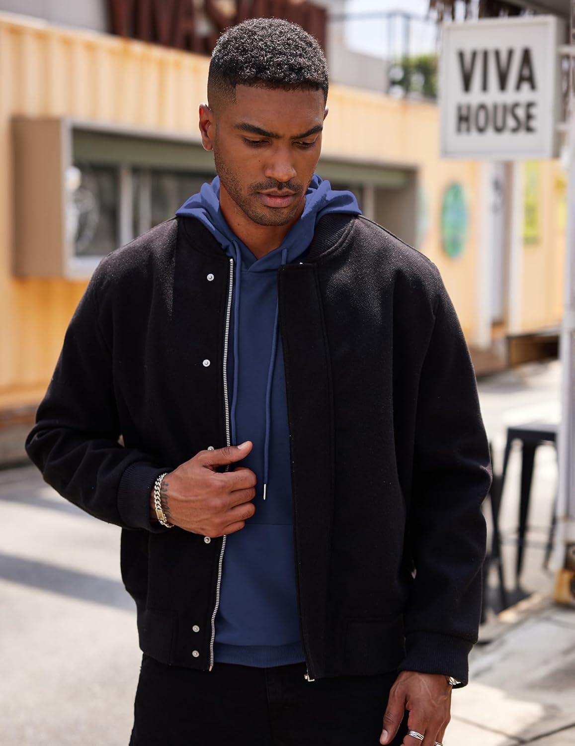 imageCOOFANDY Mens Hoodie Sweatshirts Casual Drawstring Hoodies Fashion Hooded Collar Athletic Pullover with PocketBlue