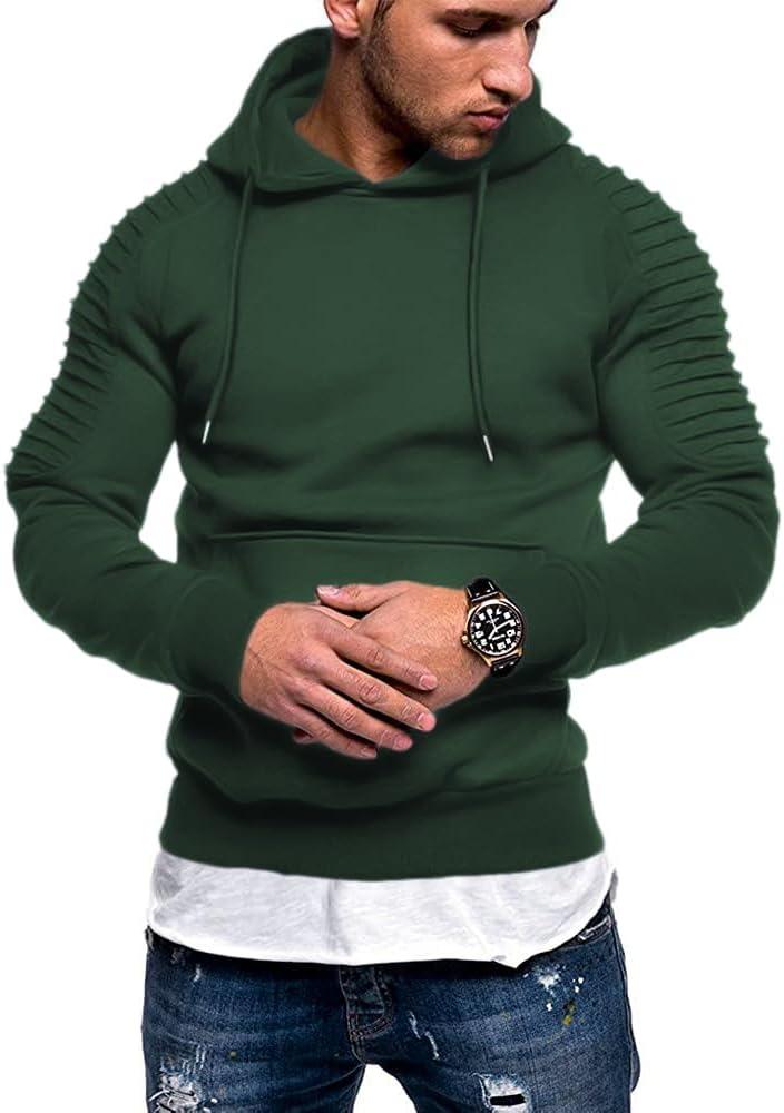imageCOOFANDY Mens Hoodie Sweatshirts Casual Drawstring Hoodies Fashion Hooded Collar Athletic Pullover with PocketDark Green