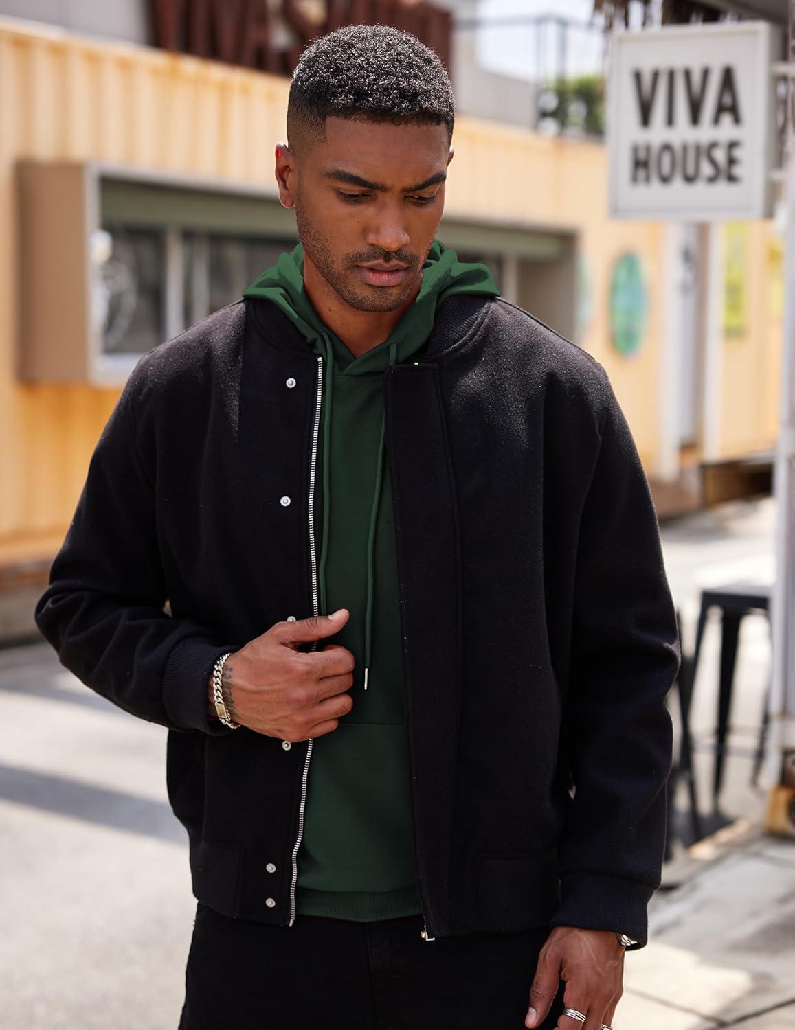 imageCOOFANDY Mens Hoodie Sweatshirts Casual Drawstring Hoodies Fashion Hooded Collar Athletic Pullover with PocketDark Green