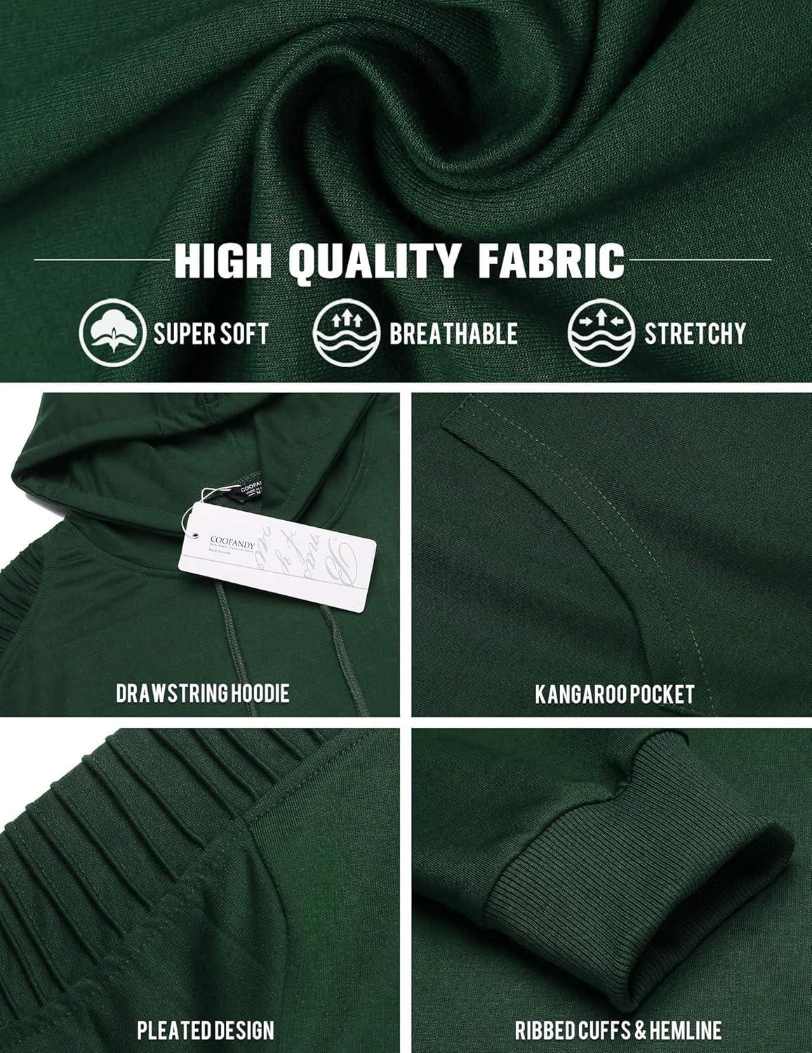 imageCOOFANDY Mens Hoodie Sweatshirts Casual Drawstring Hoodies Fashion Hooded Collar Athletic Pullover with PocketDark Green