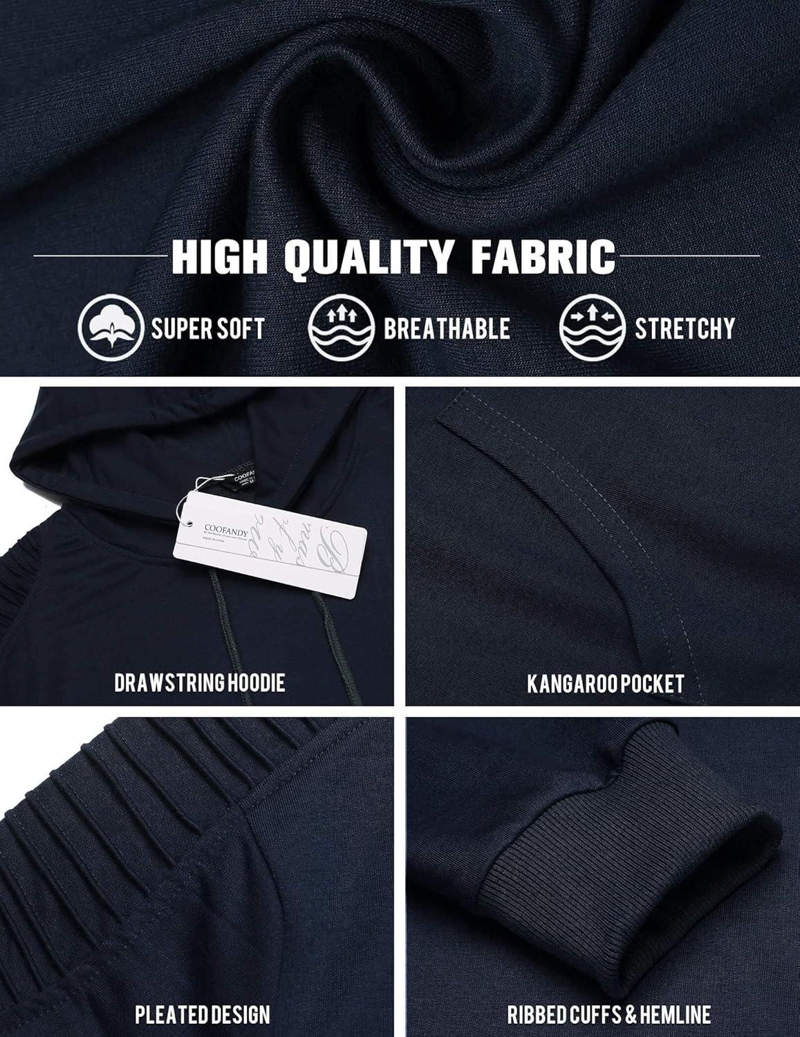 imageCOOFANDY Mens Hoodie Sweatshirts Casual Drawstring Hoodies Fashion Hooded Collar Athletic Pullover with PocketNavy Blue