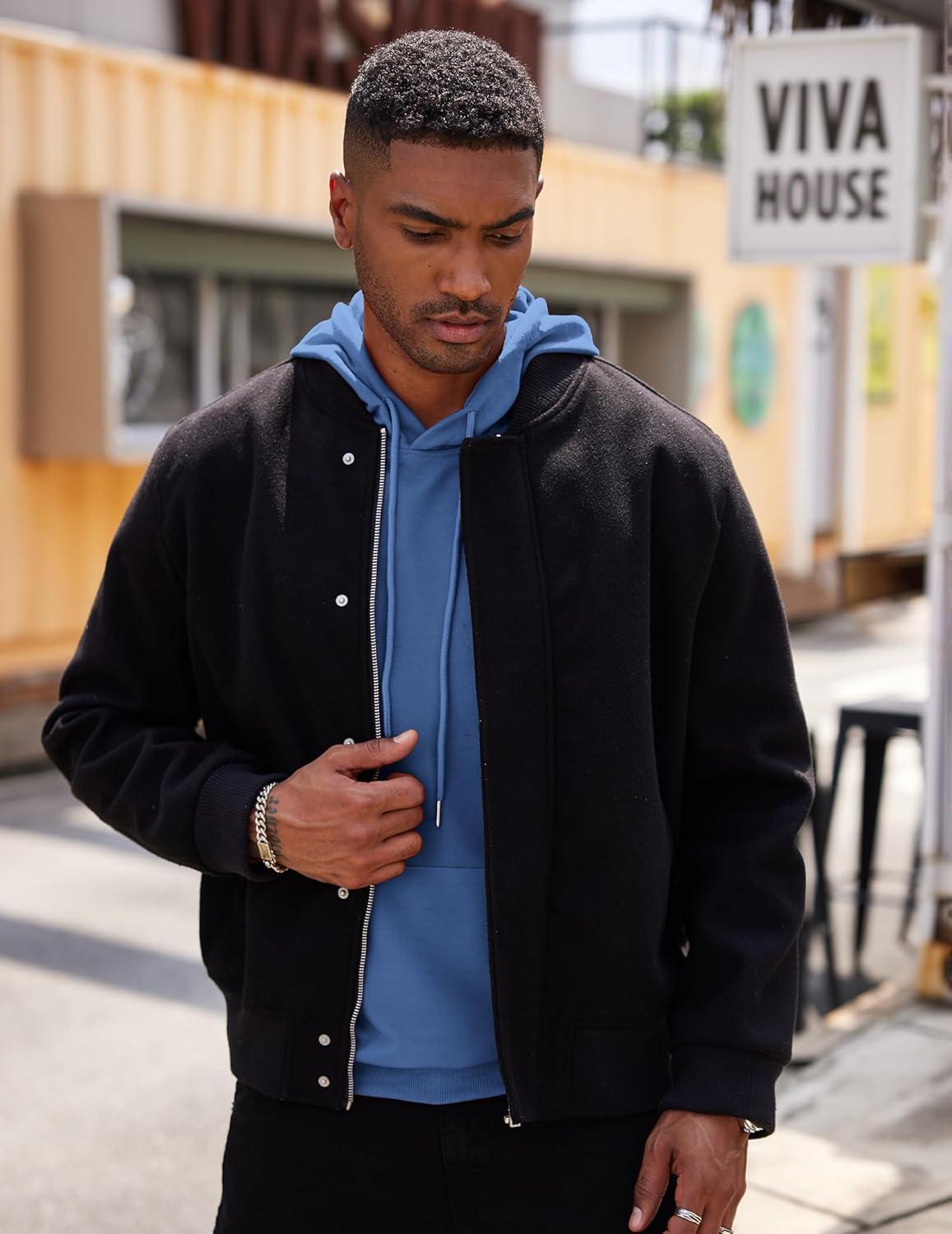 imageCOOFANDY Mens Hoodie Sweatshirts Casual Drawstring Hoodies Fashion Hooded Collar Athletic Pullover with PocketSky Blue