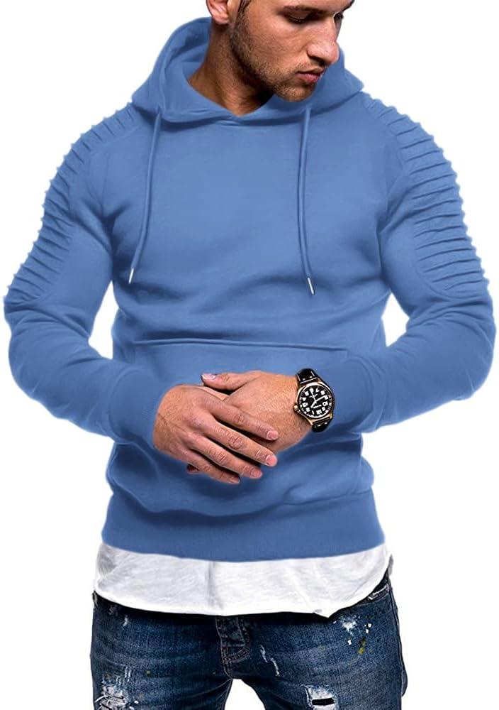 imageCOOFANDY Mens Hoodie Sweatshirts Casual Drawstring Hoodies Fashion Hooded Collar Athletic Pullover with PocketSky Blue