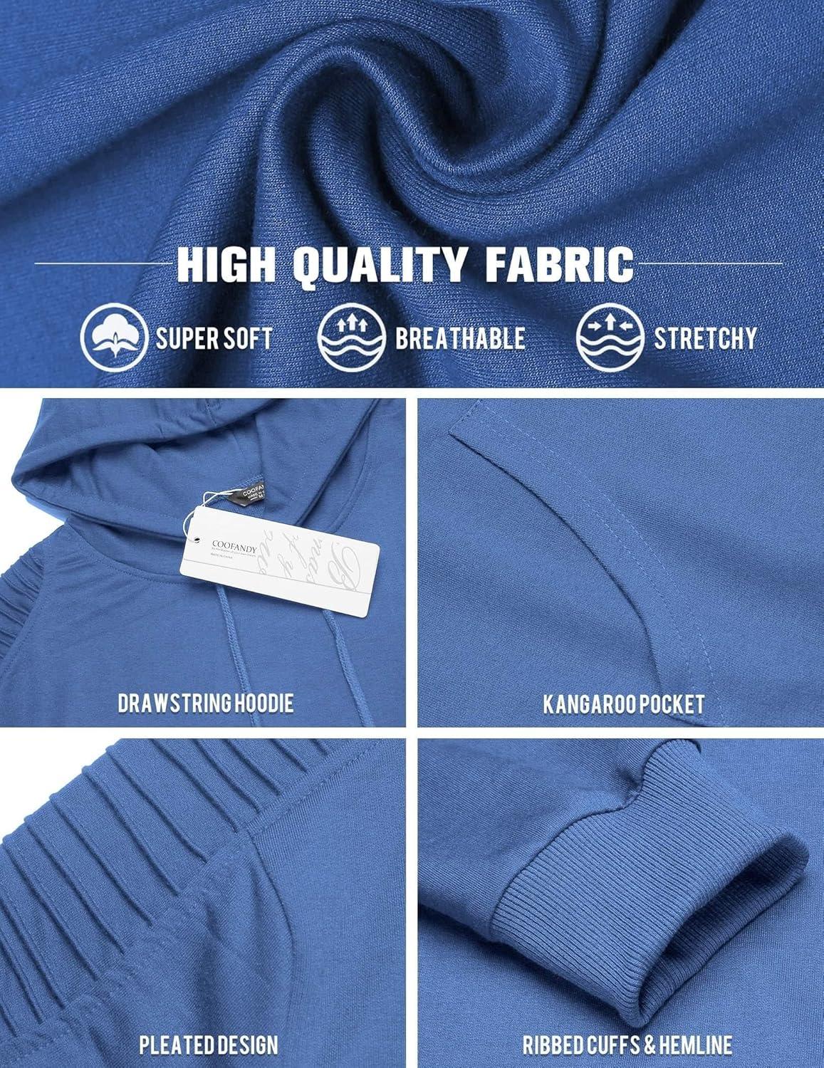 imageCOOFANDY Mens Hoodie Sweatshirts Casual Drawstring Hoodies Fashion Hooded Collar Athletic Pullover with PocketSky Blue