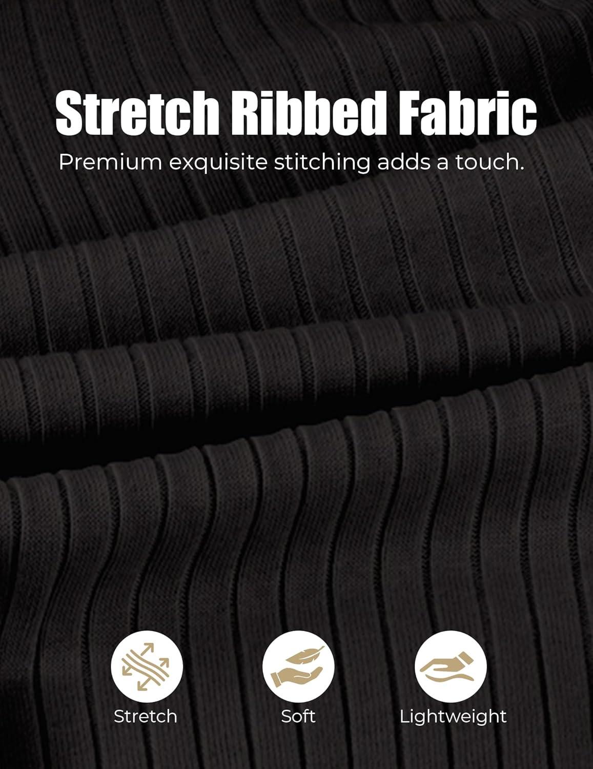 imageCOOFANDY Mens Knit Polo Shirts Long Sleeve Casual Polo Sweaters Shirt Waffle Textured Collared SweaterRibbed Black