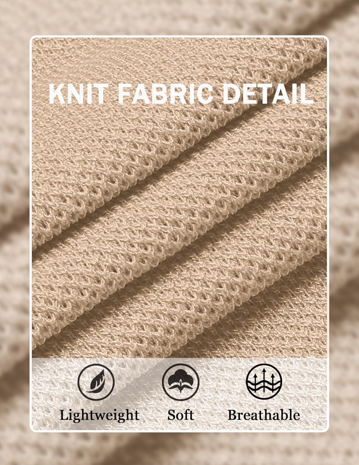 imageCOOFANDY Mens Knit TShirts Short Sleeve Crewneck Shirt Casual Textured Pullover TeesKhaki