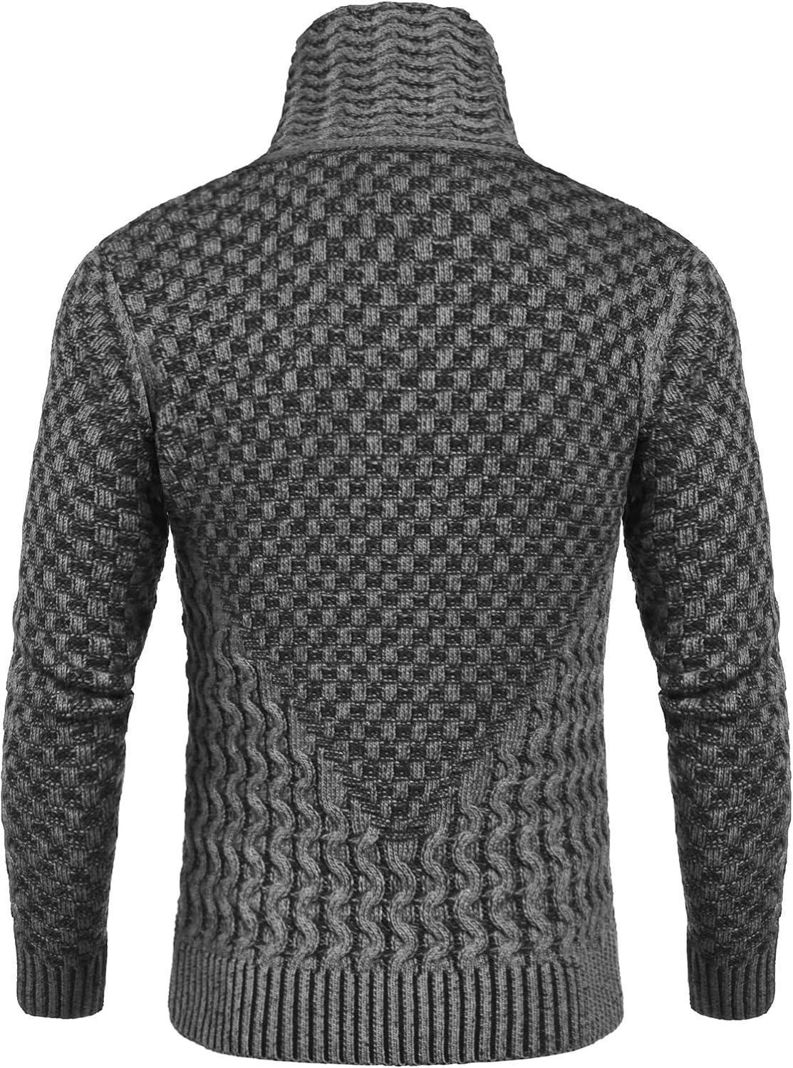 imageCOOFANDY Mens Knitted Hoodies Pullover Casual Long Sleeve Turtleneck SweatersA Light Grey
