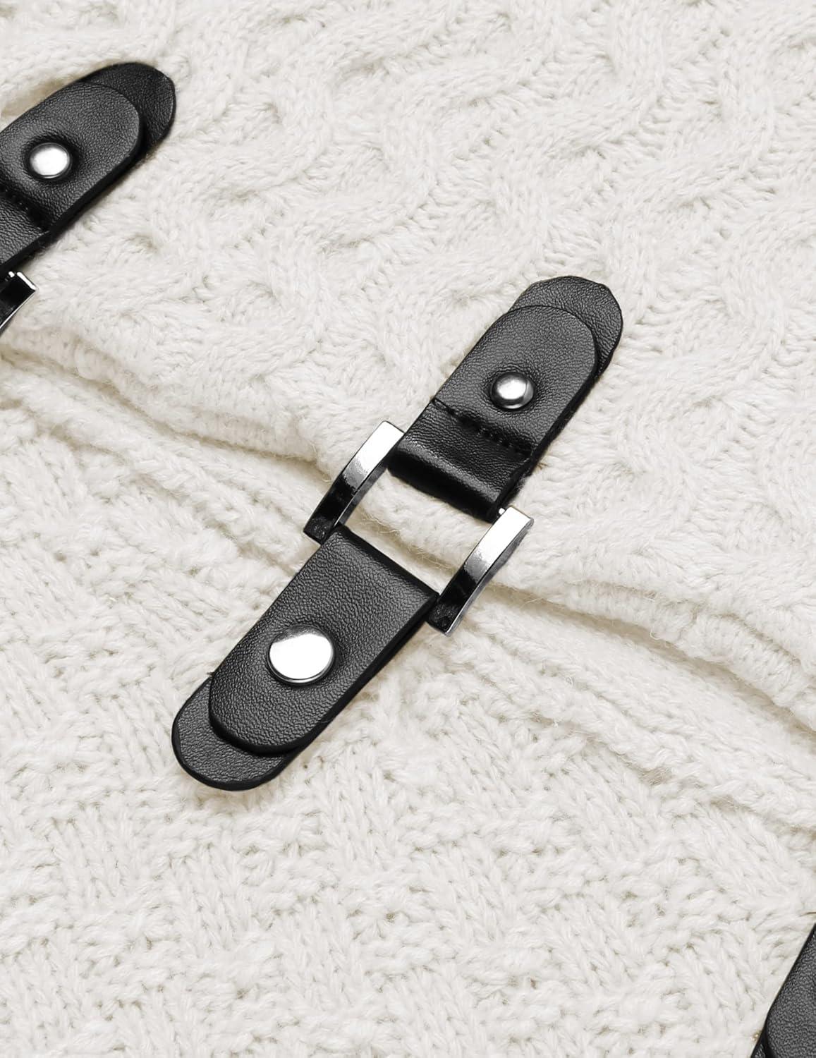 imageCOOFANDY Mens Knitted Hoodies Pullover Casual Long Sleeve Turtleneck SweatersA Pure White