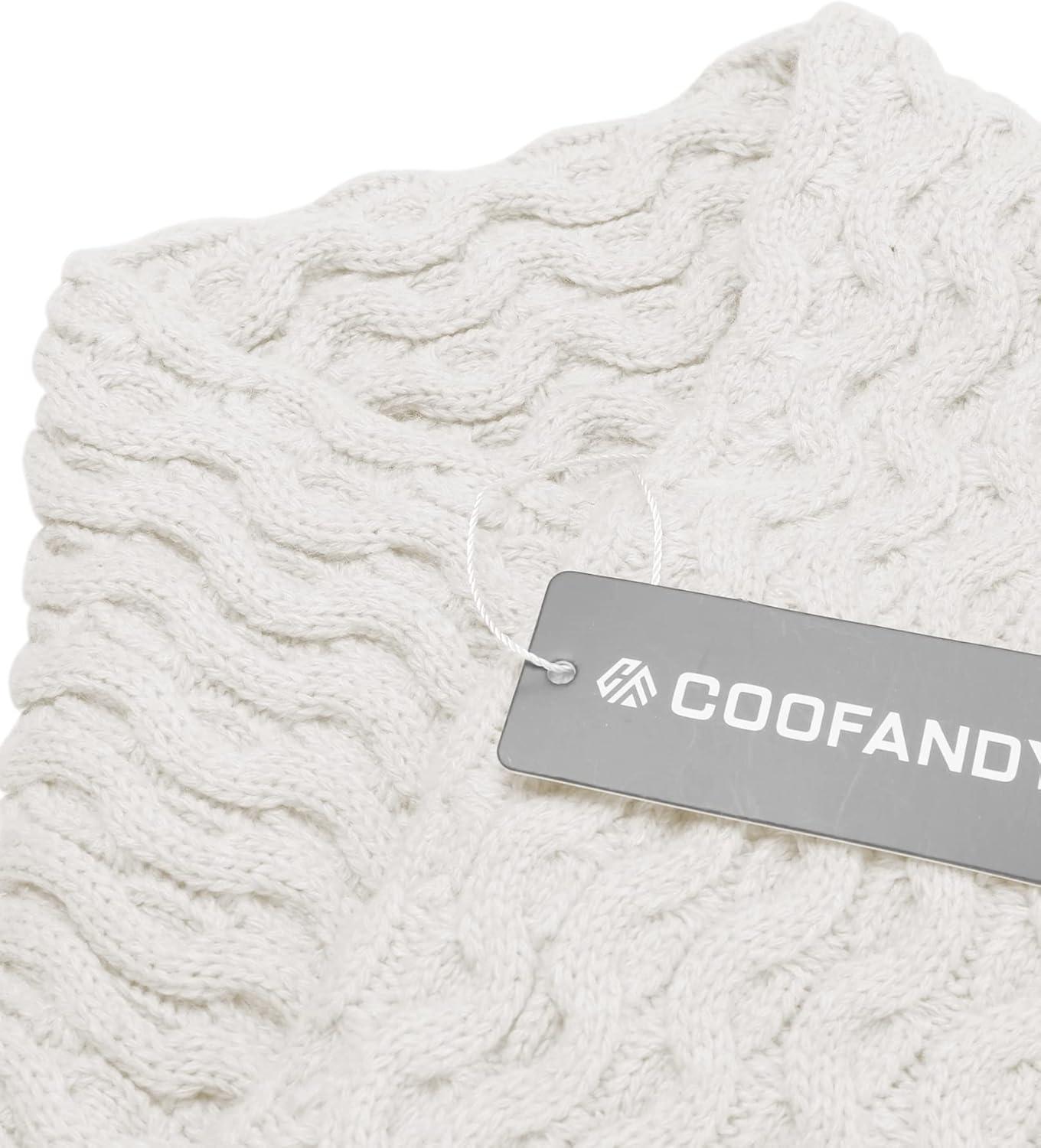 imageCOOFANDY Mens Knitted Hoodies Pullover Casual Long Sleeve Turtleneck SweatersA Pure White