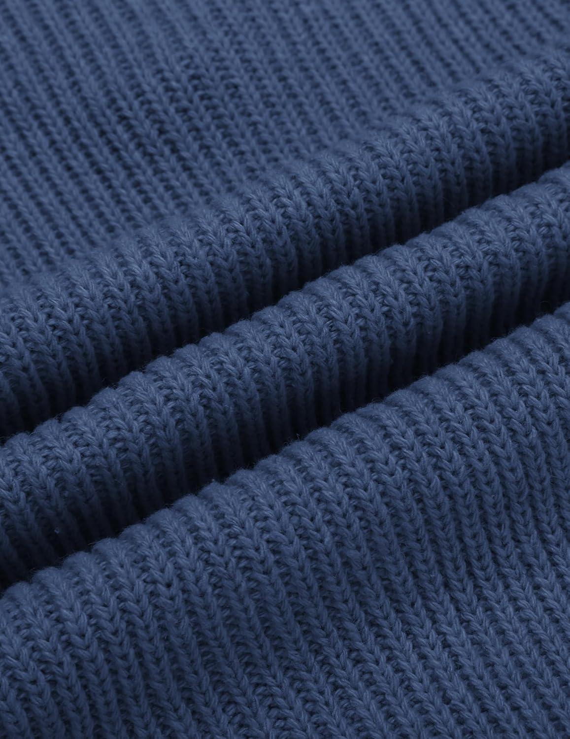 imageCOOFANDY Mens Knitted Turtleneck Pullover Shawl Collar Sweaters Slim Fit High Neck Hoodies with PocketsBlue