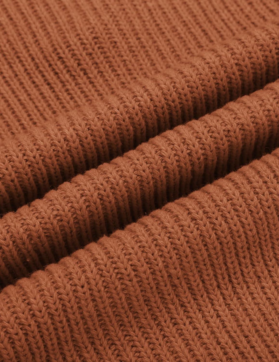 imageCOOFANDY Mens Knitted Turtleneck Pullover Shawl Collar Sweaters Slim Fit High Neck Hoodies with PocketsCaramel