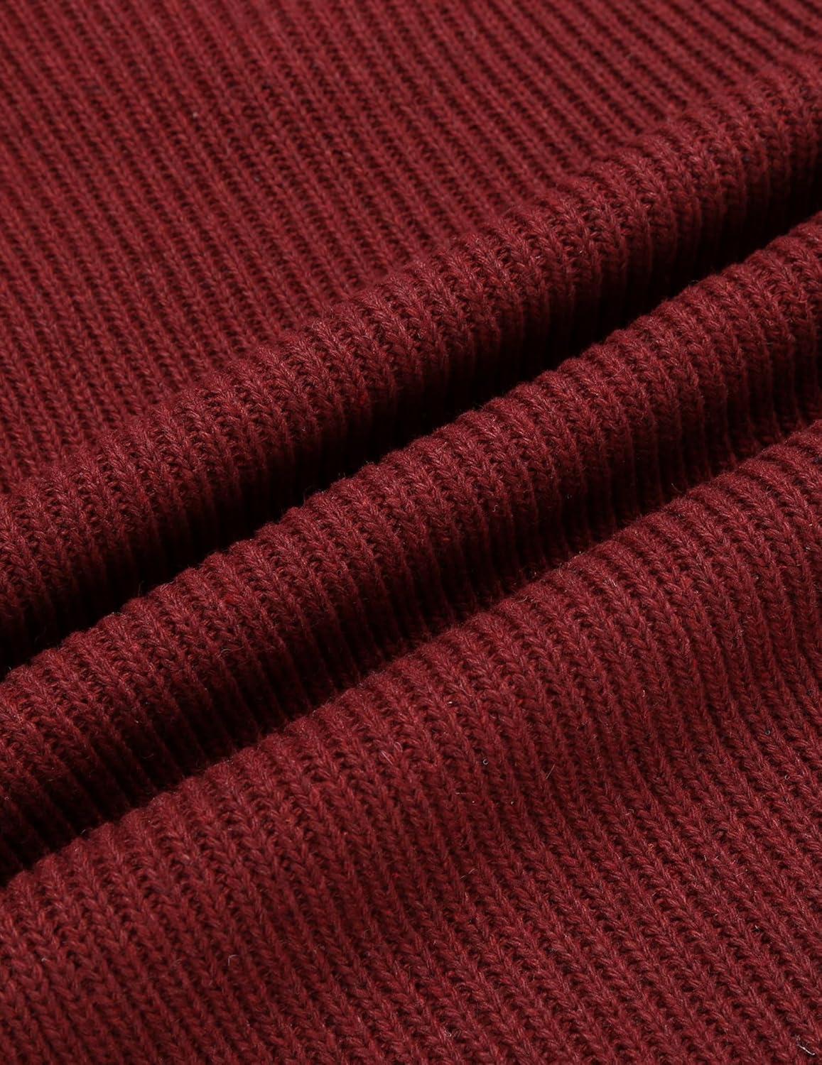 imageCOOFANDY Mens Knitted Turtleneck Pullover Shawl Collar Sweaters Slim Fit High Neck Hoodies with PocketsWine Red