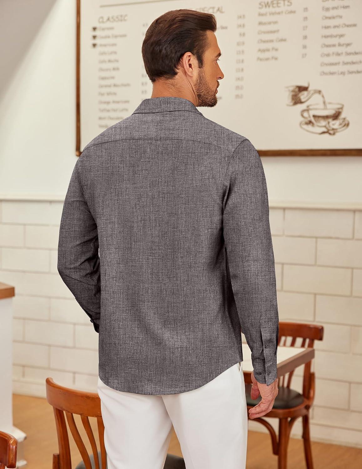 imageCOOFANDY Mens Long Sleeve Button Down Shirts Casual Untucked Shirt Regular Fit Dress ShirtDark Grey