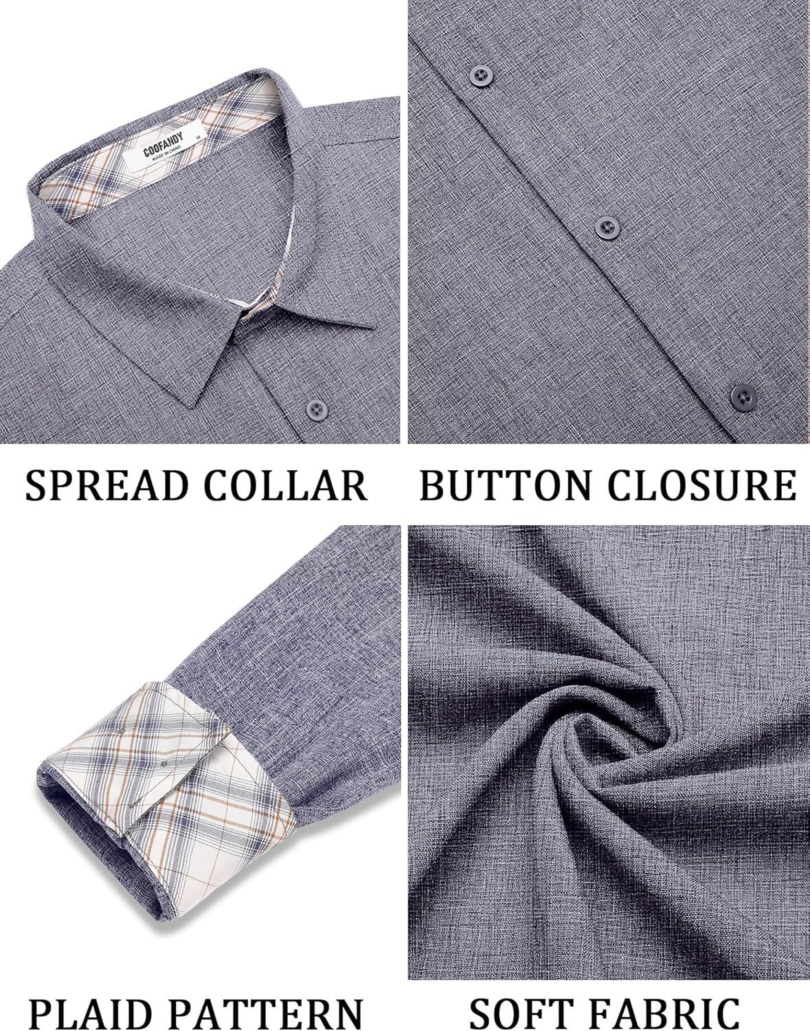 imageCOOFANDY Mens Long Sleeve Button Down Shirts Casual Untucked Shirt Regular Fit Dress ShirtNavy Blue