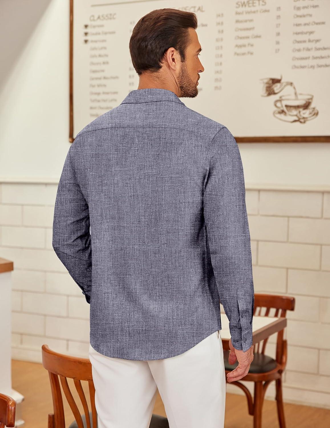 imageCOOFANDY Mens Long Sleeve Button Down Shirts Casual Untucked Shirt Regular Fit Dress ShirtNavy Blue