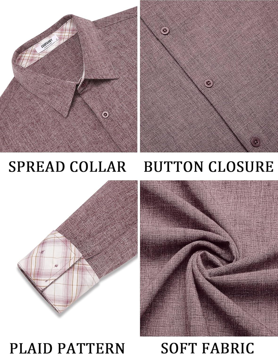 imageCOOFANDY Mens Long Sleeve Button Down Shirts Casual Untucked Shirt Regular Fit Dress ShirtRed