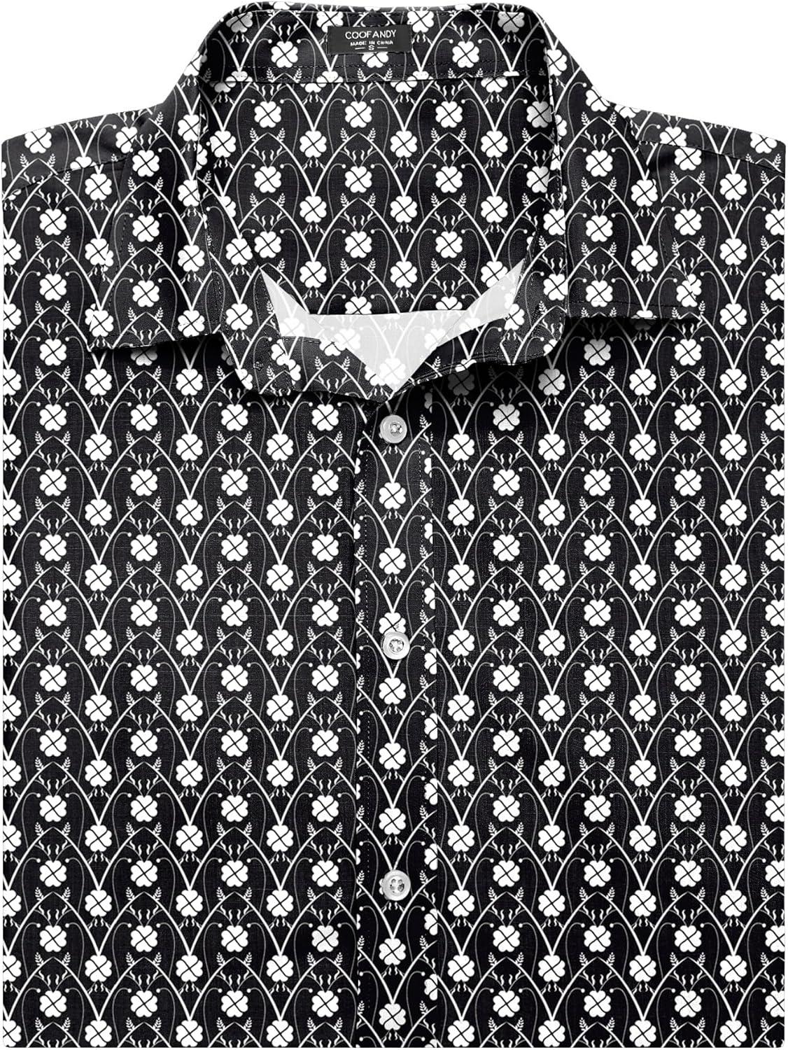 imageCOOFANDY Mens Muscle Fit Dress Shirts WrinkleFree Short Sleeve Casual Button Down ShirtFloral Black2