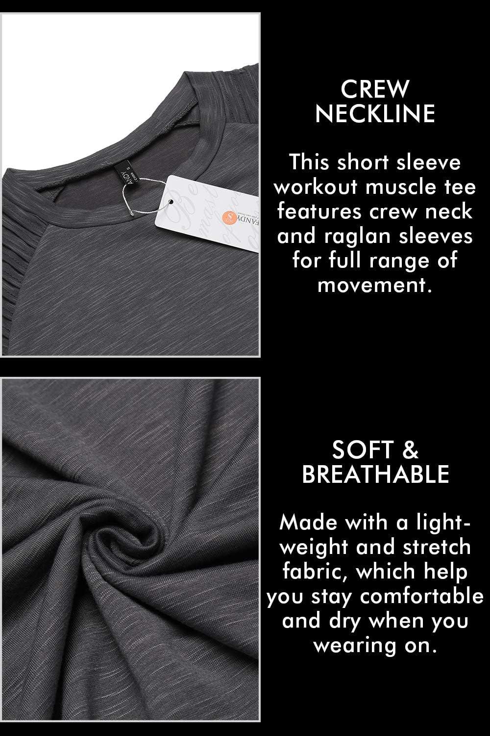 imageCOOFANDY Mens Muscle TShirt Pleated Raglan Sleeve Bodybuilding Gym Tee Short Sleeve Fashion Workout Shirts Hipster ShirtGrey