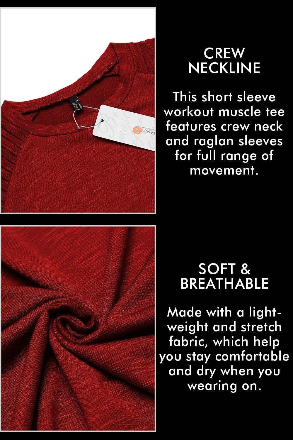 imageCOOFANDY Mens Muscle TShirt Pleated Raglan Sleeve Bodybuilding Gym Tee Short Sleeve Fashion Workout Shirts Hipster ShirtType1 Ponceau