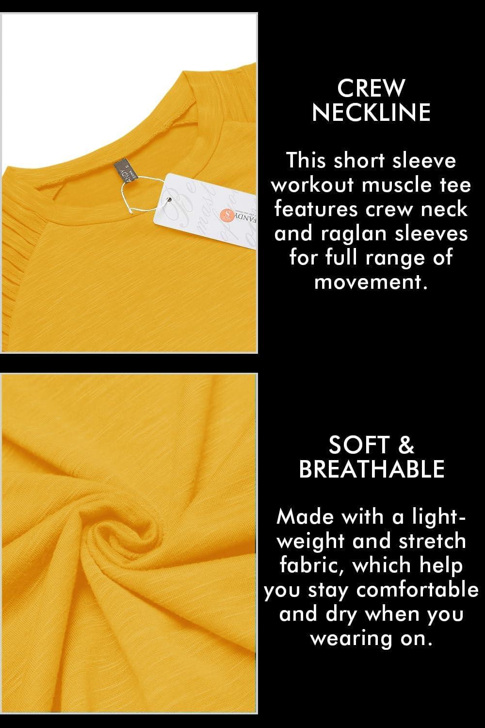 imageCOOFANDY Mens Muscle TShirt Pleated Raglan Sleeve Bodybuilding Gym Tee Short Sleeve Fashion Workout Shirts Hipster ShirtType1 Yellow