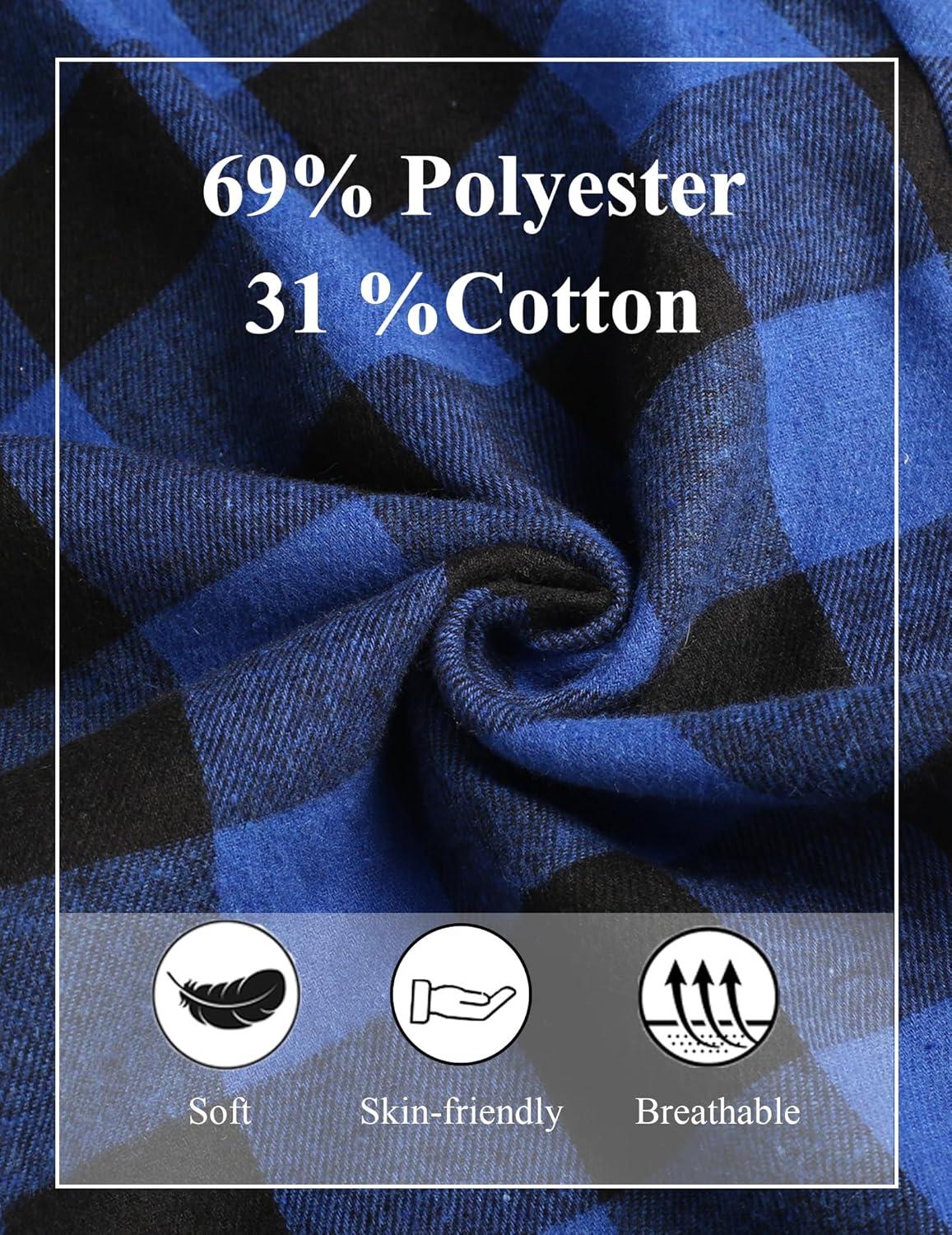 imageCOOFANDY Mens Plaid Casual Pants Soft Cotton Pajama Pants Drawstring Checkered Lounge Sweatpant with PocketsBlue Black Plaid