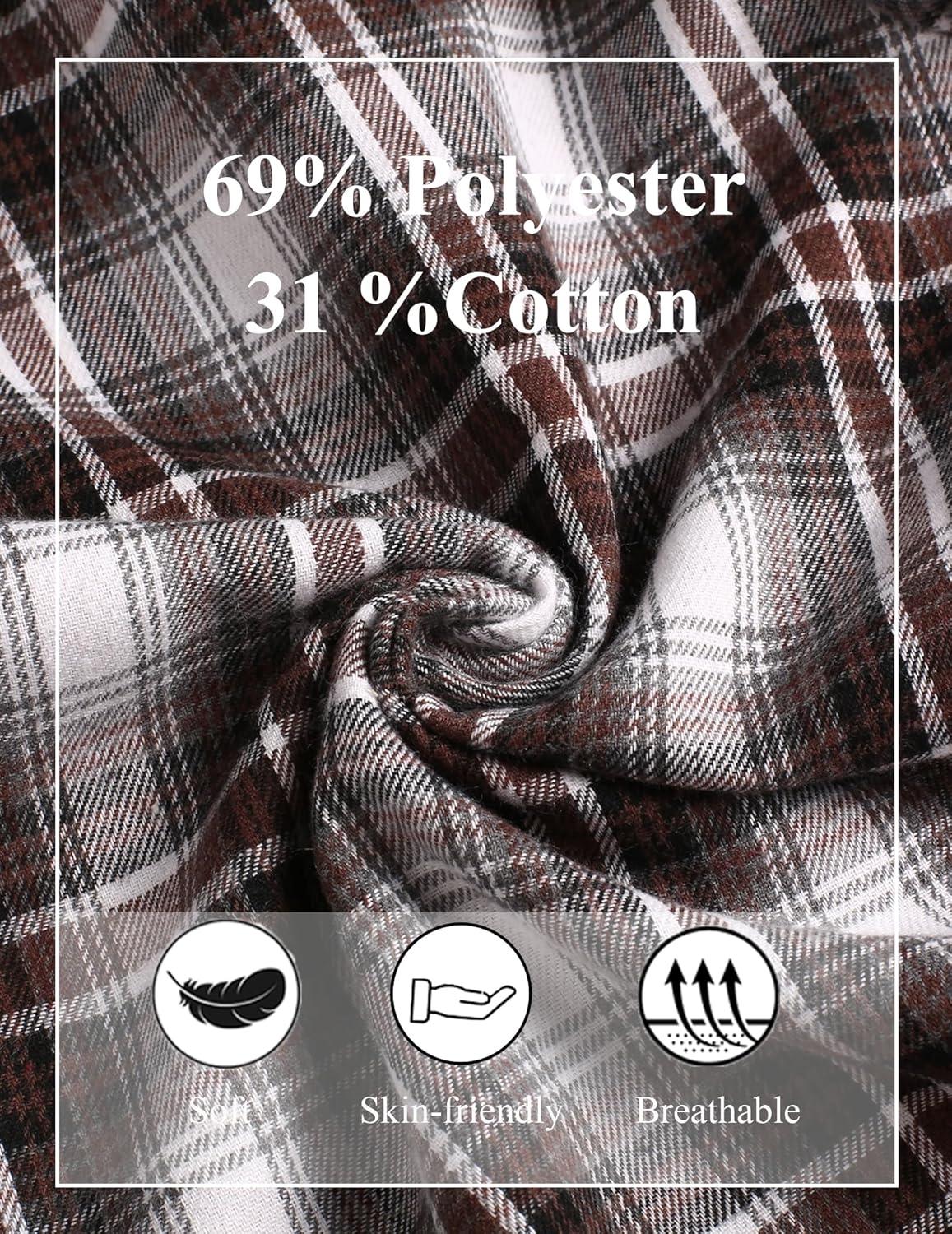 imageCOOFANDY Mens Plaid Casual Pants Soft Cotton Pajama Pants Drawstring Checkered Lounge Sweatpant with PocketsBrown Black White Plaid