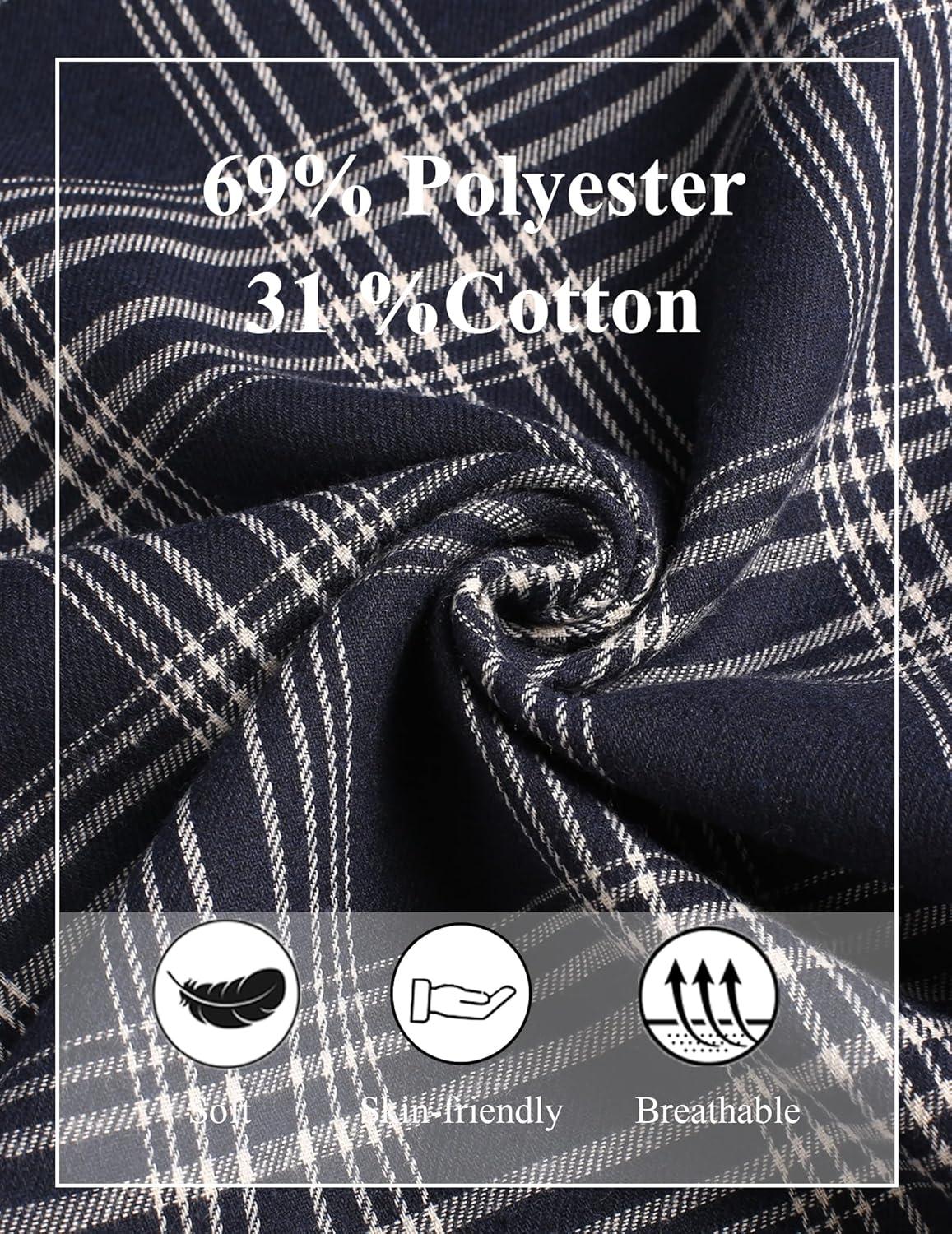 imageCOOFANDY Mens Plaid Casual Pants Soft Cotton Pajama Pants Drawstring Checkered Lounge Sweatpant with PocketsNavy Plaid