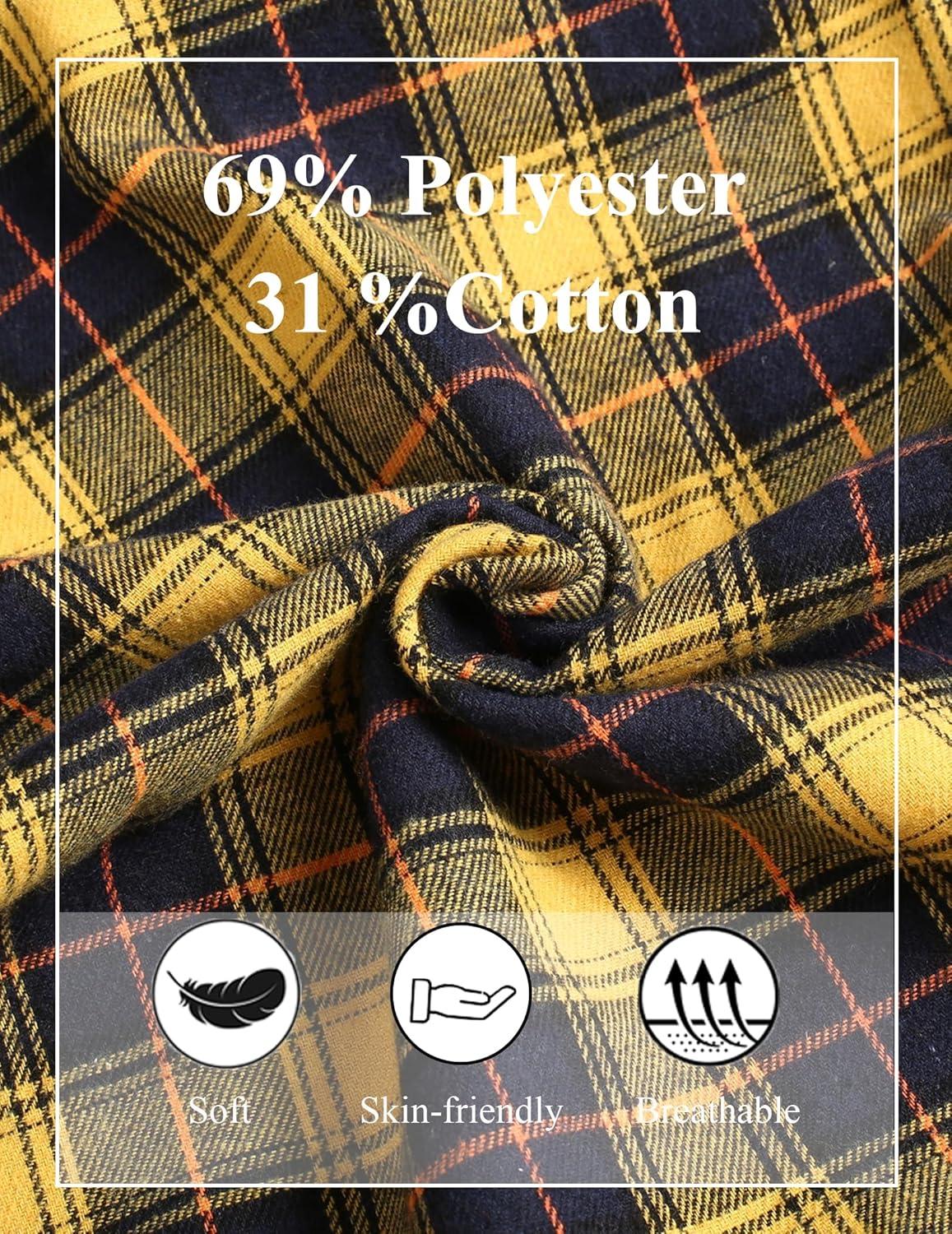 imageCOOFANDY Mens Plaid Casual Pants Soft Cotton Pajama Pants Drawstring Checkered Lounge Sweatpant with PocketsNavy Yellow Plaid