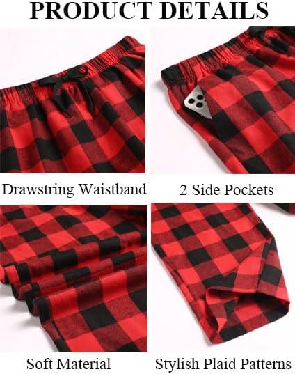 imageCOOFANDY Mens Plaid Casual Pants Soft Cotton Pajama Pants Drawstring Checkered Lounge Sweatpant with PocketsRed Black Plaid