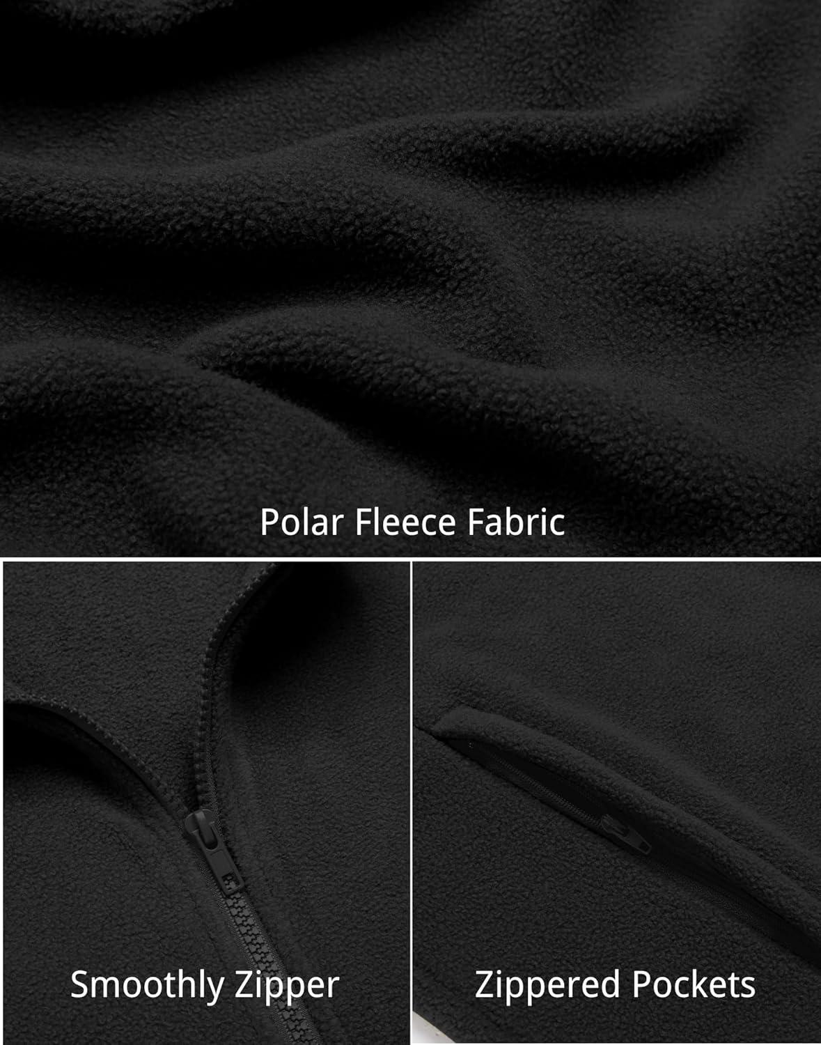 imageCOOFANDY Mens Polar Fleece Vest Lightweight Sleeveless Jacket Warm Zip up Outerwear Vests with Zipper Pockets for HikingBlack