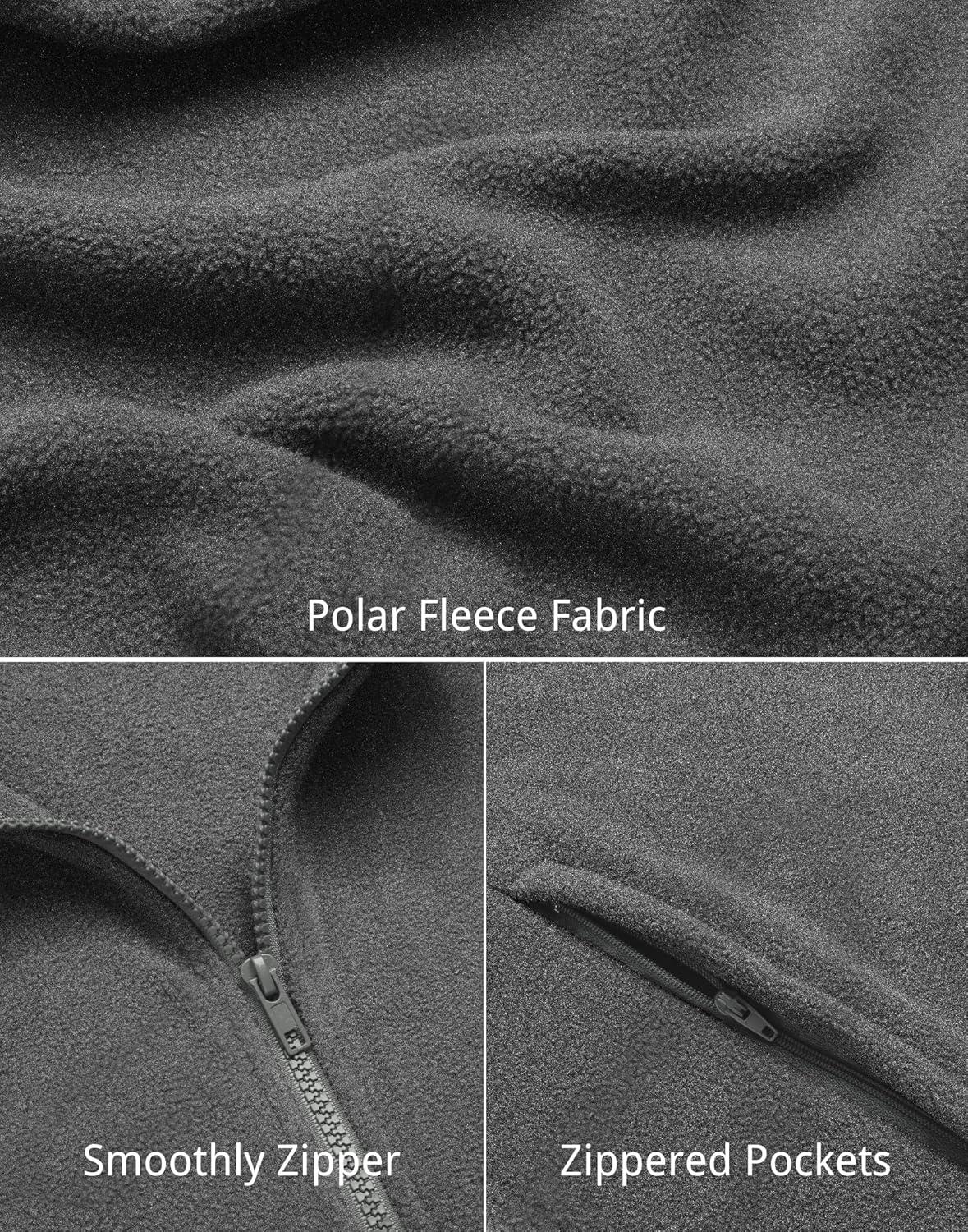 imageCOOFANDY Mens Polar Fleece Vest Lightweight Sleeveless Jacket Warm Zip up Outerwear Vests with Zipper Pockets for HikingHeather Grey