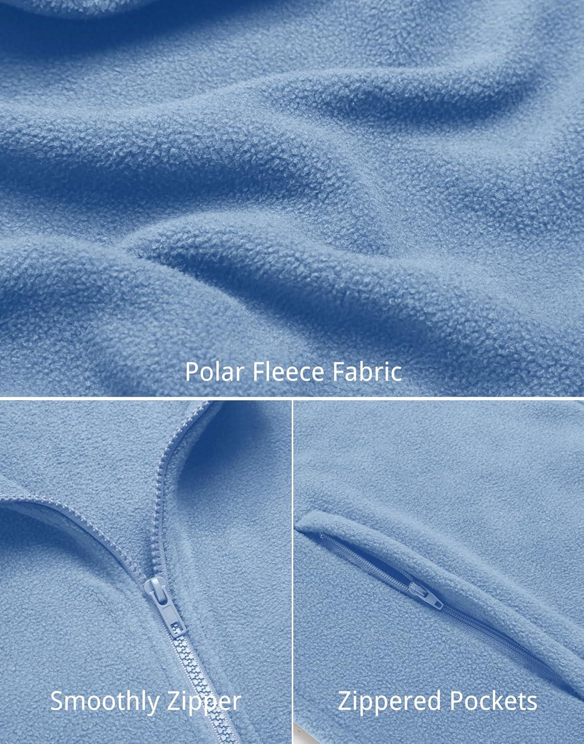 imageCOOFANDY Mens Polar Fleece Vest Lightweight Sleeveless Jacket Warm Zip up Outerwear Vests with Zipper Pockets for HikingLake Blue