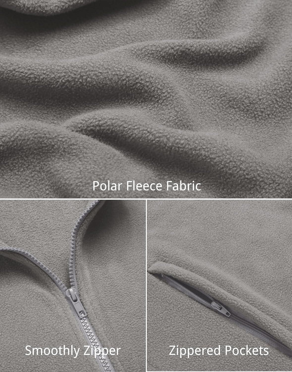 imageCOOFANDY Mens Polar Fleece Vest Lightweight Sleeveless Jacket Warm Zip up Outerwear Vests with Zipper Pockets for HikingLight Grey