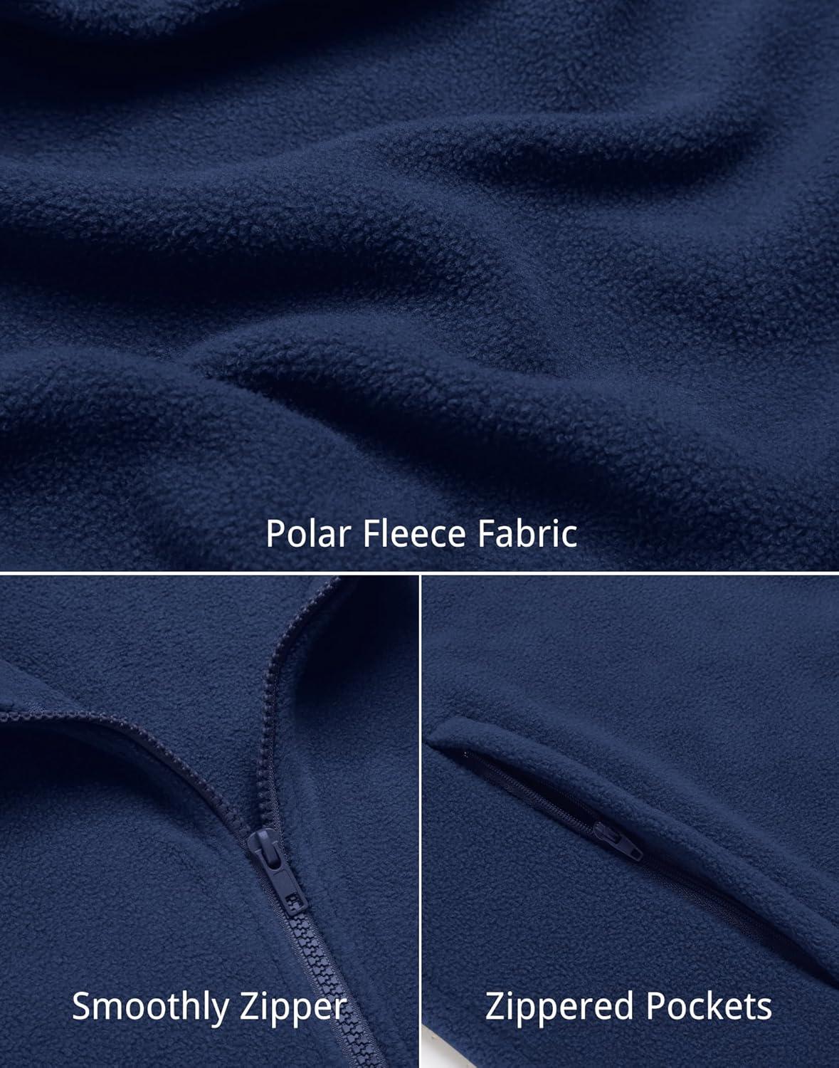 imageCOOFANDY Mens Polar Fleece Vest Lightweight Sleeveless Jacket Warm Zip up Outerwear Vests with Zipper Pockets for HikingNavy