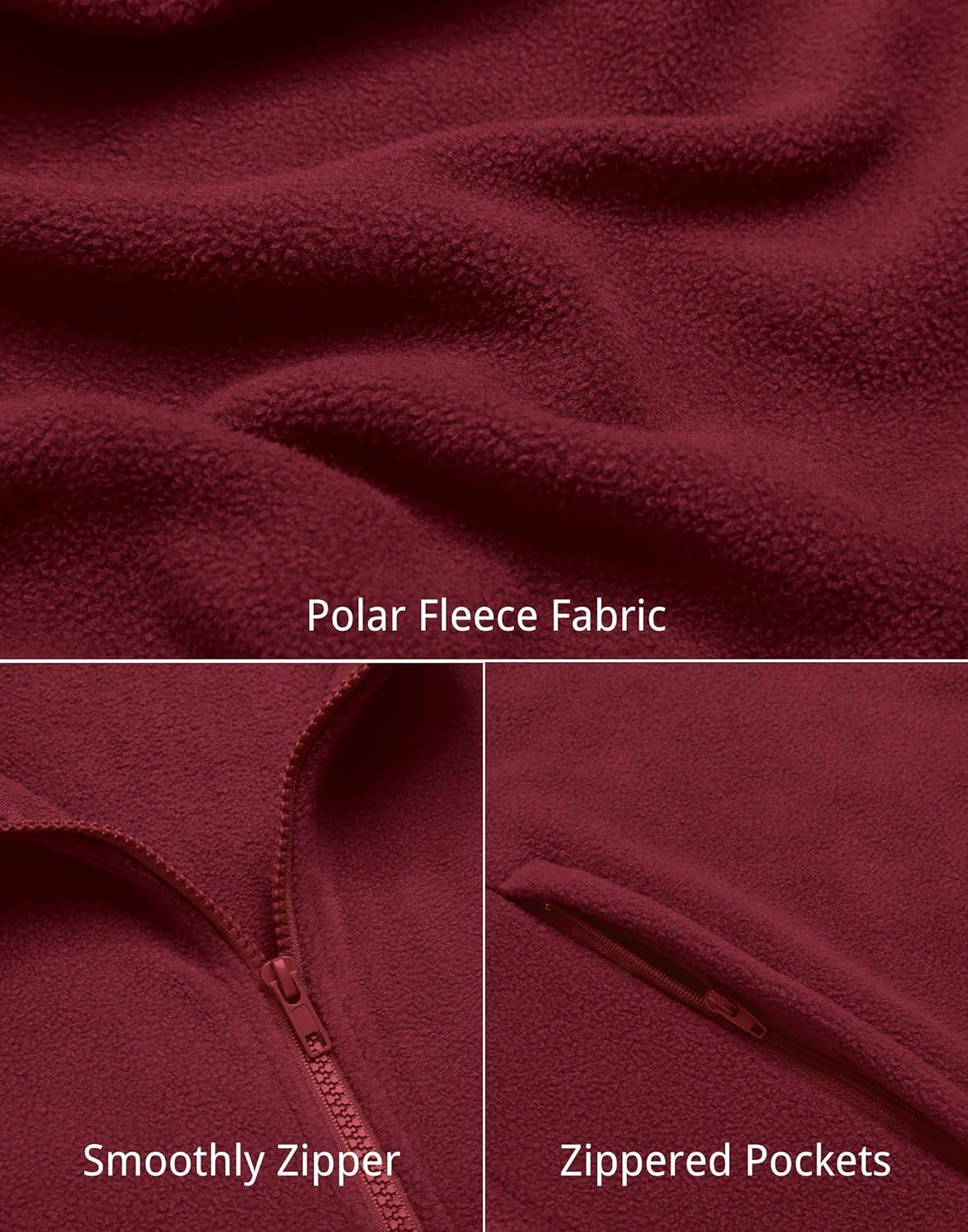 imageCOOFANDY Mens Polar Fleece Vest Lightweight Sleeveless Jacket Warm Zip up Outerwear Vests with Zipper Pockets for HikingWine Red