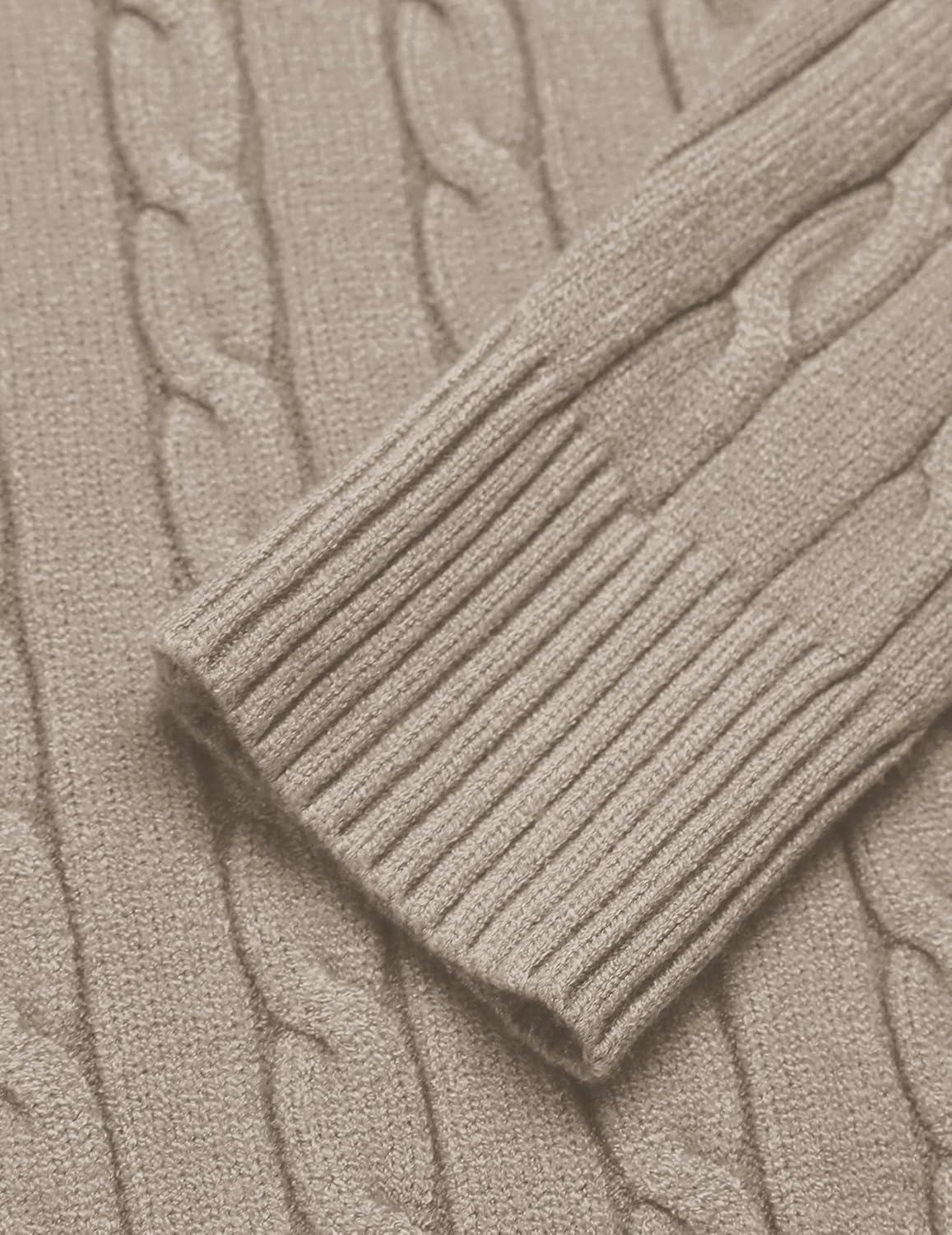 imageCOOFANDY Mens Quarter Zip Sweater Slim Fit Casual Knitted Turtleneck Pullover Mock Neck Polo SweaterKhaki