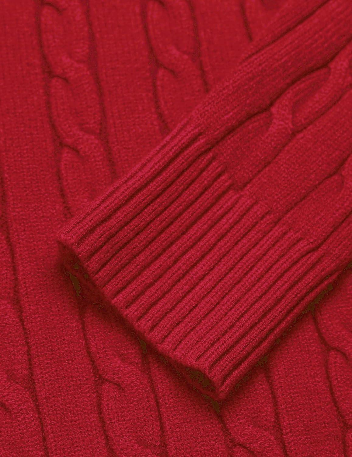 imageCOOFANDY Mens Quarter Zip Sweater Slim Fit Casual Knitted Turtleneck Pullover Mock Neck Polo SweaterRed