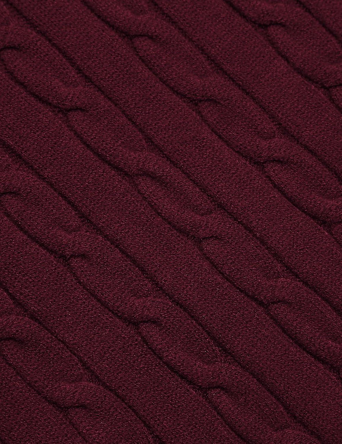 imageCOOFANDY Mens Quarter Zip Sweater Slim Fit Casual Knitted Turtleneck Pullover Mock Neck Polo SweaterWine Red