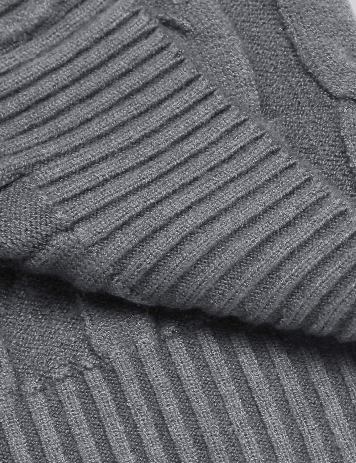 imageCOOFANDY Mens Ribbed Slim Fit Knitted Pullover Casual Turtleneck SweaterDark Gray