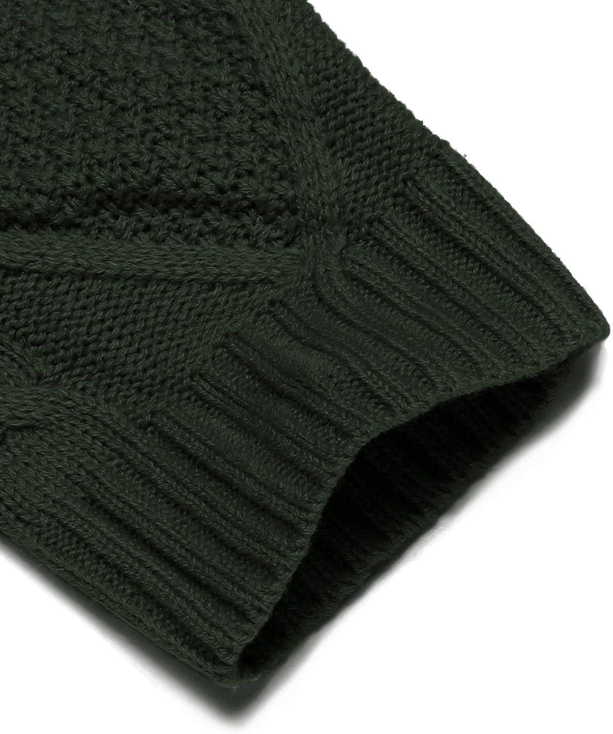 imageCOOFANDY Mens Shawl Collar Cardigan Sweater Slim Fit Button Down Cable Knitted Sweater with PocketsArmy Green