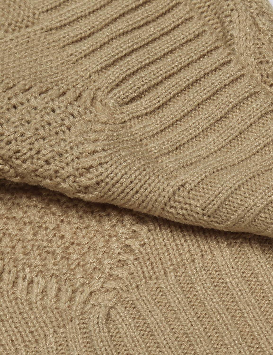 imageCOOFANDY Mens Shawl Collar Cardigan Sweater Slim Fit Button Down Cable Knitted Sweater with PocketsKhaki