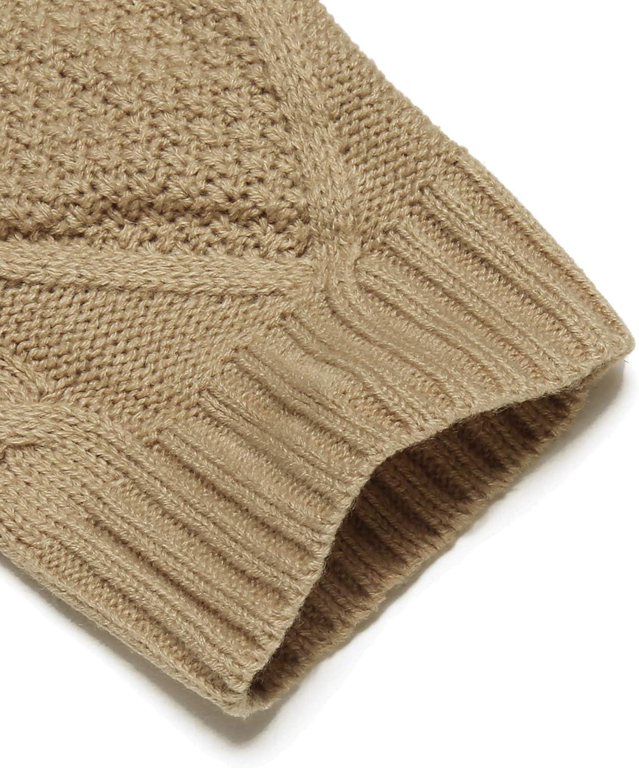 imageCOOFANDY Mens Shawl Collar Cardigan Sweater Slim Fit Button Down Cable Knitted Sweater with PocketsKhaki