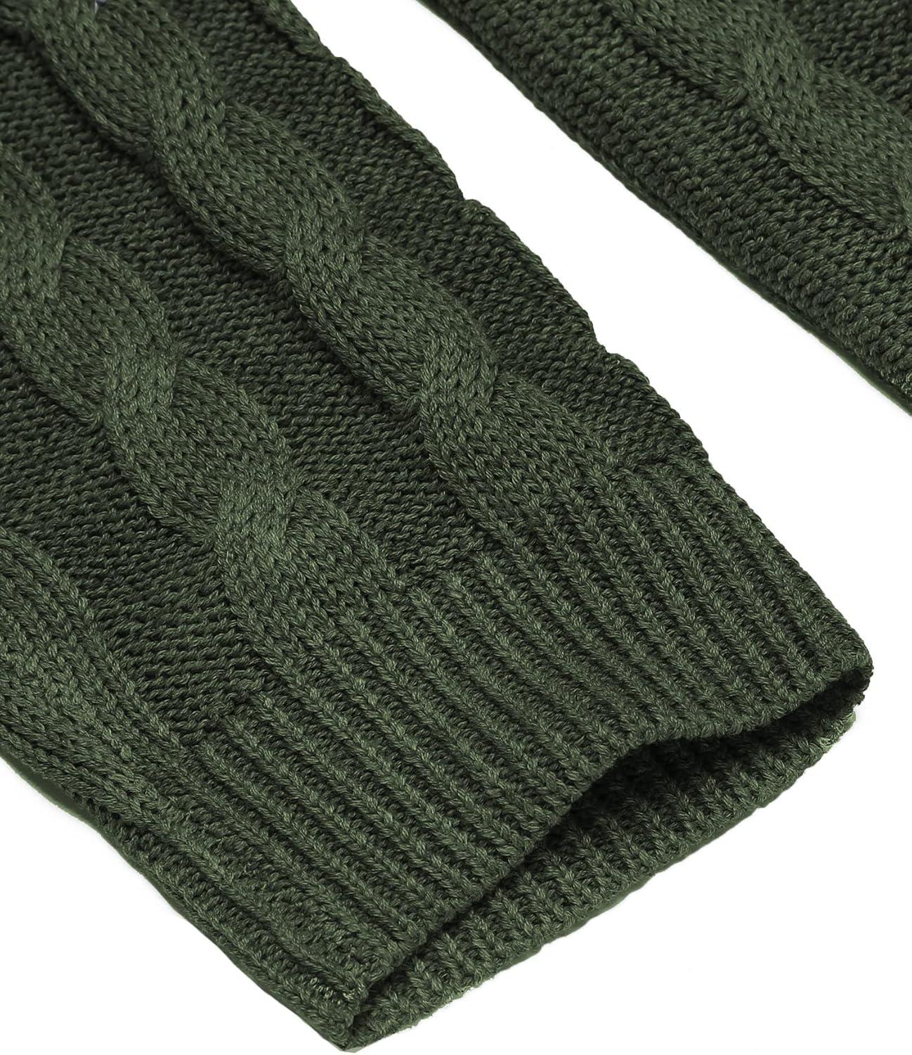 imageCOOFANDY Mens Shawl Collar Pullover Sweater Slim Fit Casual Button Cable Knit SweatersArmy Green