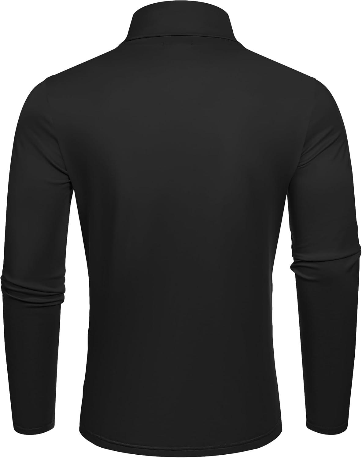 imageCOOFANDY Mens Slim Fit Basic Turtleneck TShirt Long Sleeve Solid T Shirts Casual Knit Pullover Thermal Tops2 Packblacklight Grey