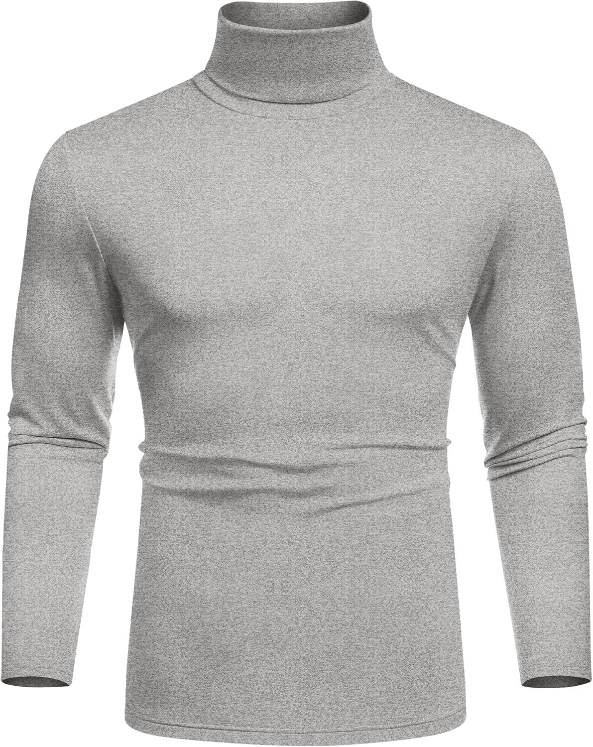 imageCOOFANDY Mens Slim Fit Basic Turtleneck TShirt Long Sleeve Solid T Shirts Casual Knit Pullover Thermal Tops2 Packblacklight Grey