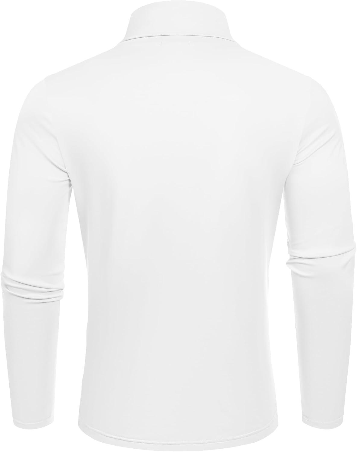 imageCOOFANDY Mens Slim Fit Basic Turtleneck TShirt Long Sleeve Solid T Shirts Casual Knit Pullover Thermal Tops2 Packblackwhite