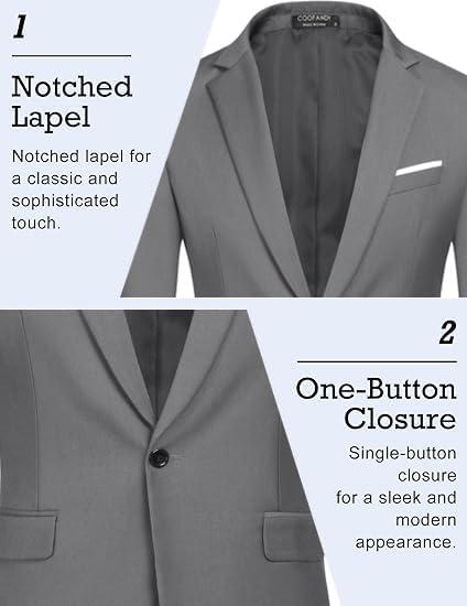 imageCOOFANDY Mens Slim Fit Casual Blazers Lightweight Sport Coats One Button Suit JacketsDark Charcoal