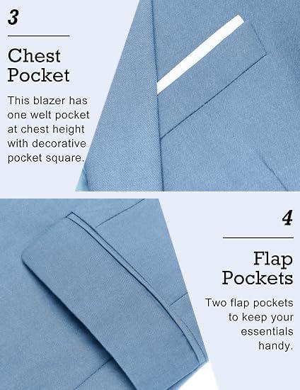 imageCOOFANDY Mens Slim Fit Casual Blazers Lightweight Sport Coats One Button Suit JacketsLight Blue